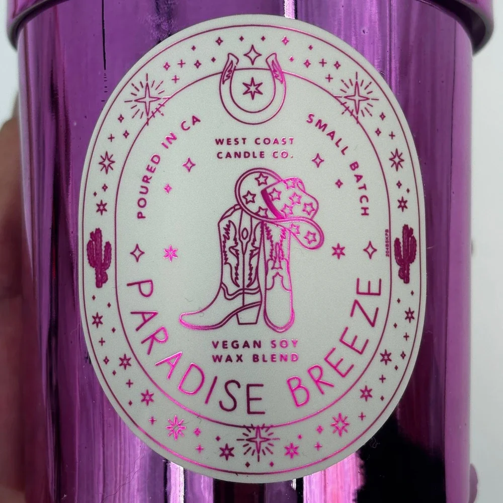 West Coast Candle Co Paradise Breeze Candle 9oz Pink Western Cowgirl Soy Wax New